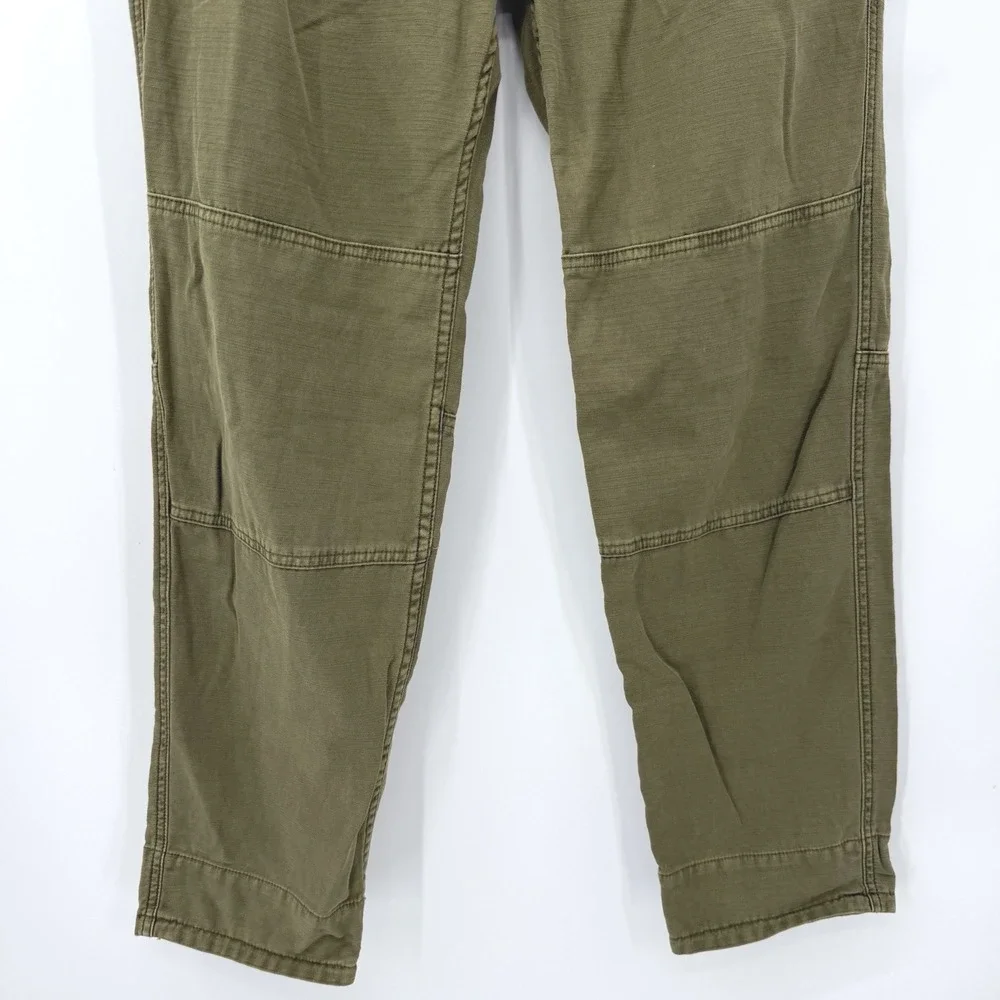 Free People Utility Pants Women 27 Dark Olive OB800848 Pleated Knee Seam Cotton